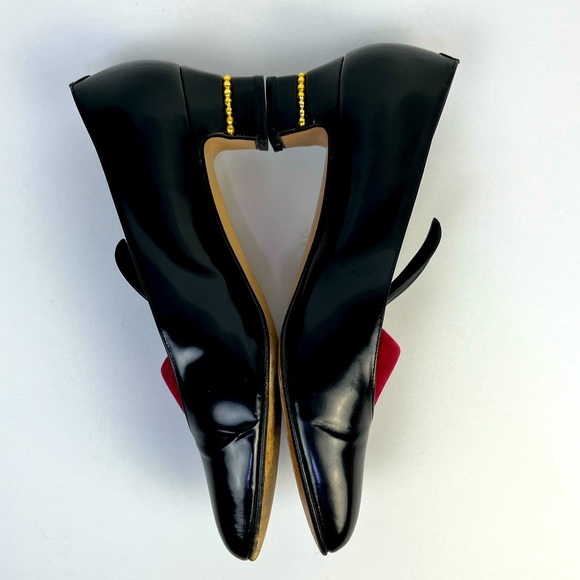 Bally Tipin Style Flex Black Leather Heels Gold Accent Size 39 - Picture 6 of 13